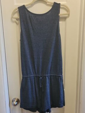 Prana Sleeveless Drawstring Romper in Navy Blue & Black Small